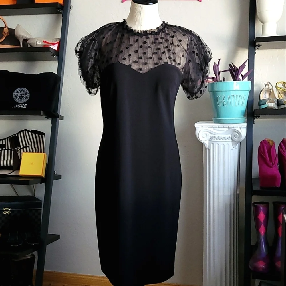 MIGNON black cocktail sheath dress vintage - Picture 2 of 12